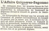 LE PETIT PARISIEN Lundi 9 Octobre 1893 (Affaire QUQUEREZ-de SEGONZAC 1891-1893)